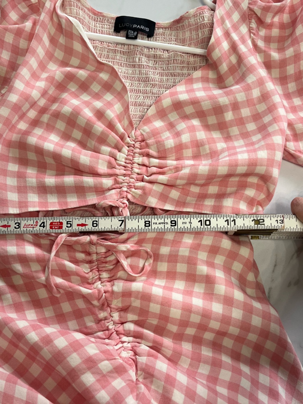 Lucy Paris Cutout Flutter Sleeve Pink & White Gingham Dress size small - Picture 8 of 10